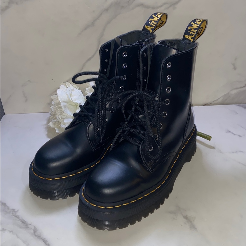 Dr. Martens Jadon Platform Black Combat Boots Size 8 Mens Approximately 9 Woman
